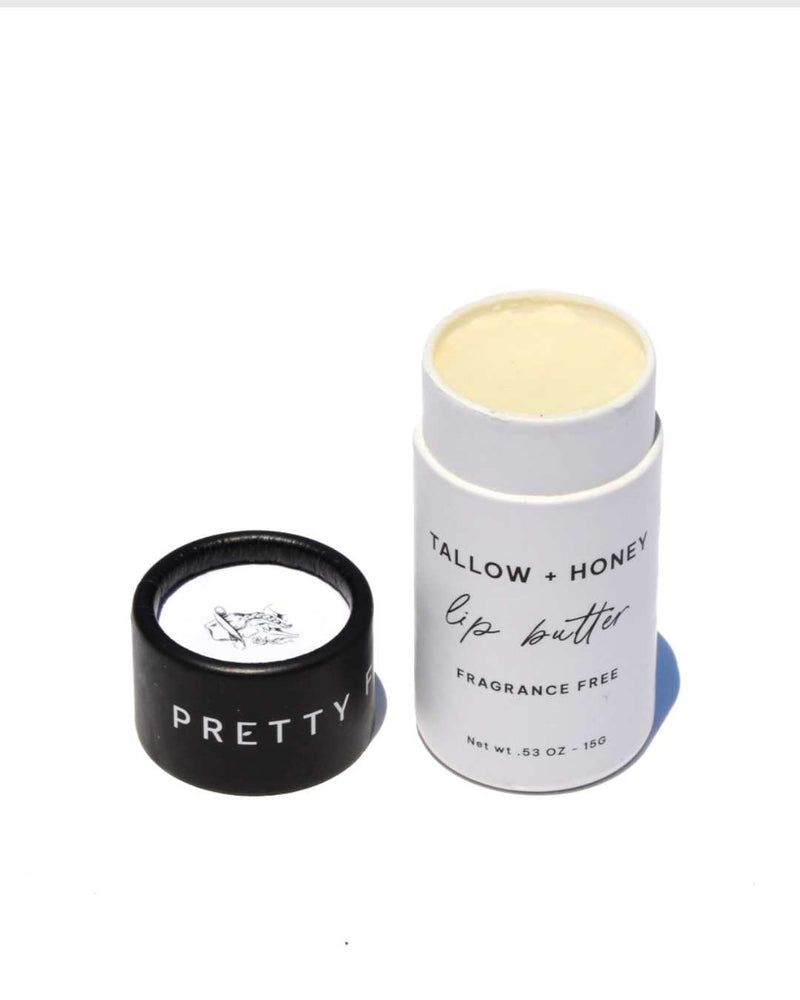 Fragrance Free Tallow + Honey Lip Butter in Eco-Friendly Travel Tubes